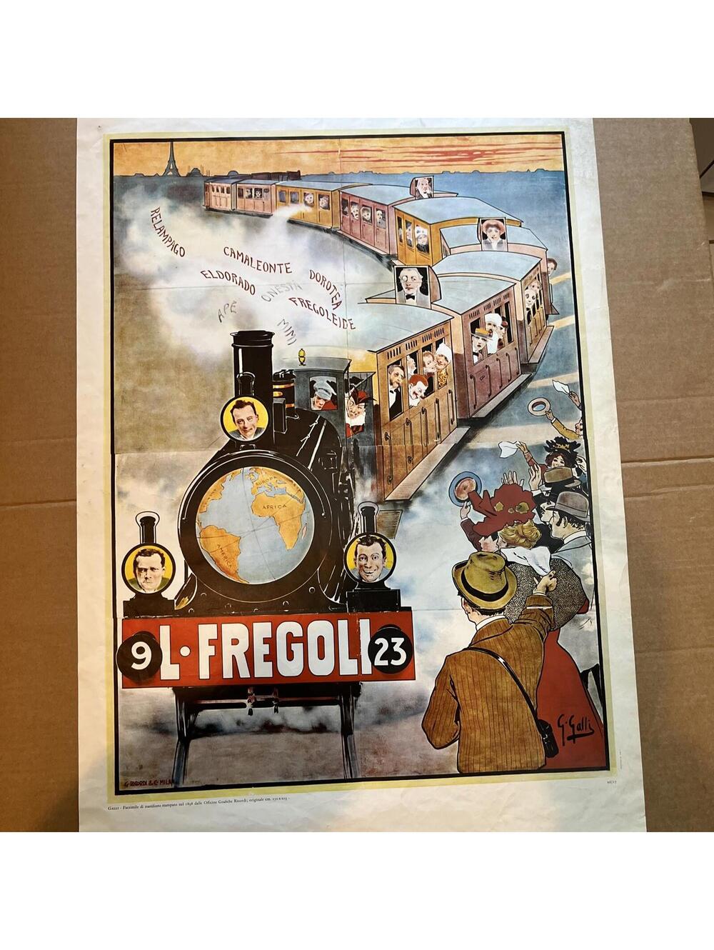 Galli L'Fregoli vintage litho poster print French train locomotive